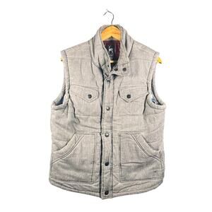 Kane & Unke Rare Men's Tan L Space Dyed Snap Front Quilted Puffer Vest